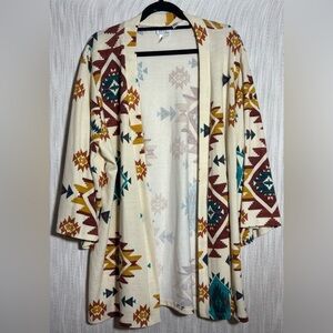 Geometric Pattern Open Front Cardigan